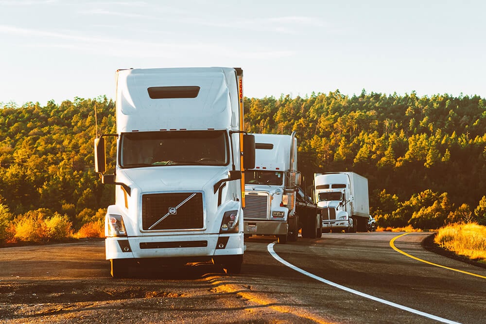 trucks on the road 