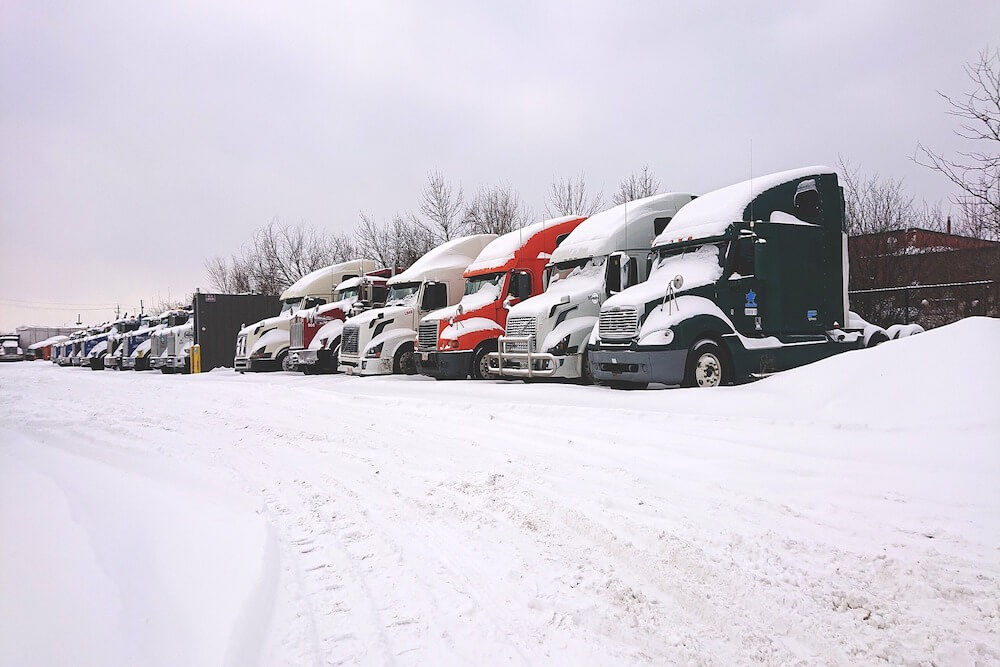 snow on trucks